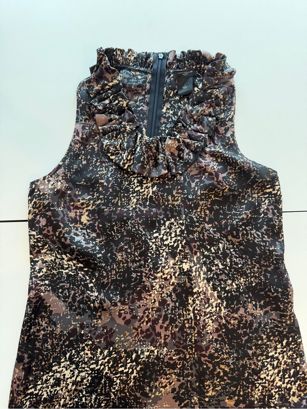 Ann Taylor Ruffle Neck Sleeveless Blouse